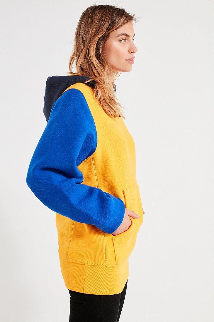 Champion reverse weave colorblock hoodie shop yellow